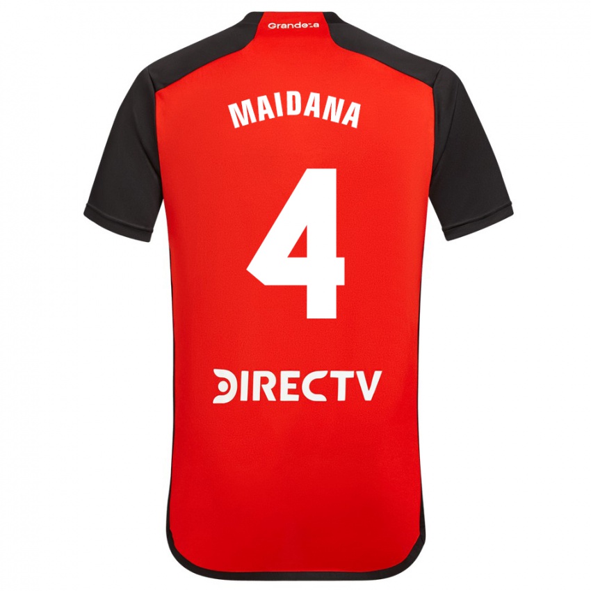 Kinder Jonatan Maidana #4 Rot Schwarz Weiß Auswärtstrikot Trikot 2024/25 T-Shirt Österreich