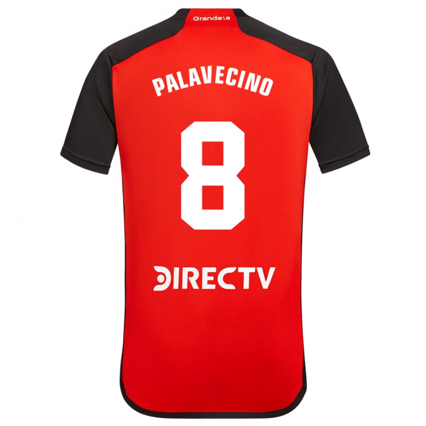 Kinder Agustin Palavecino #8 Rot Schwarz Weiß Auswärtstrikot Trikot 2024/25 T-Shirt Österreich