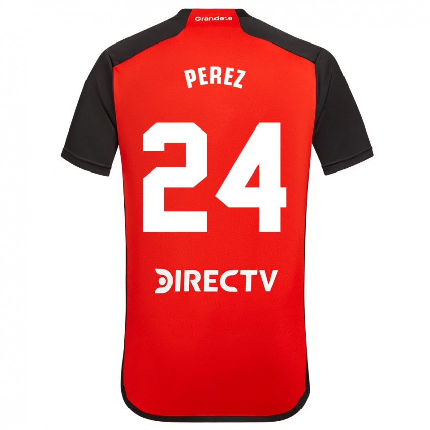 Kinder Enzo Perez #24 Rot Schwarz Weiß Auswärtstrikot Trikot 2024/25 T-Shirt Österreich