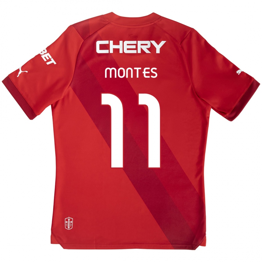 Kinder Clemente Montes #11 Rot-Weiss Auswärtstrikot Trikot 2024/25 T-Shirt Österreich