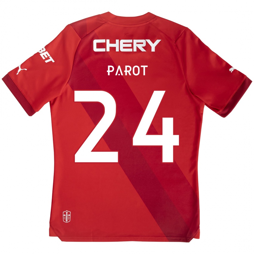 Kinder Alfonso Parot #24 Rot-Weiss Auswärtstrikot Trikot 2024/25 T-Shirt Österreich