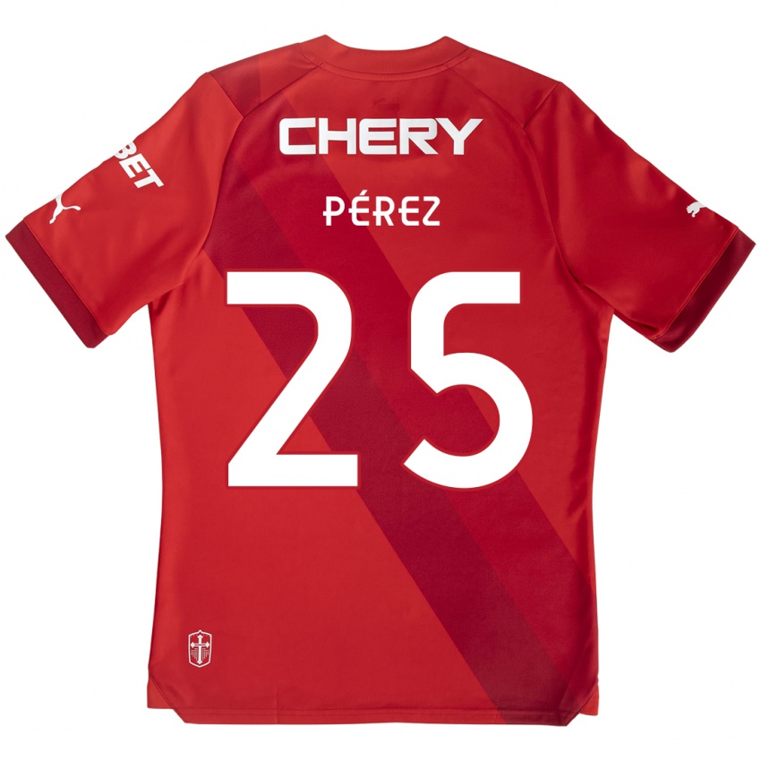 Kinder Sebastián Pérez #25 Rot-Weiss Auswärtstrikot Trikot 2024/25 T-Shirt Österreich