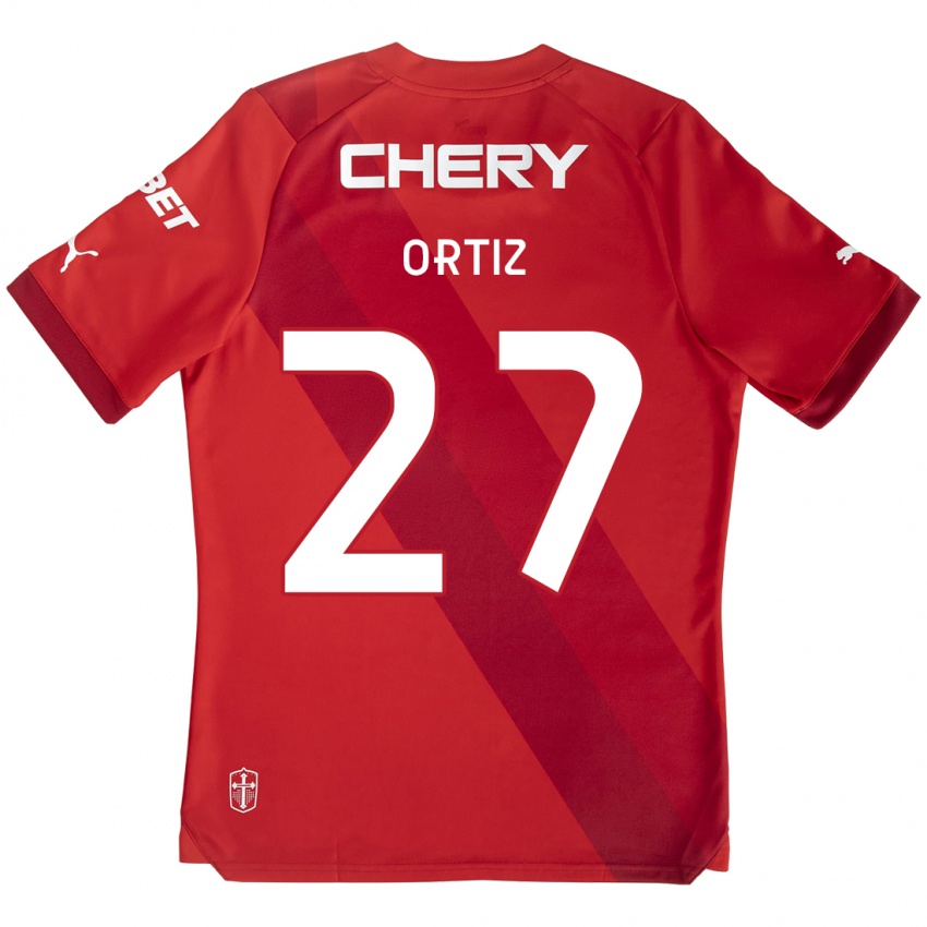 Kinder Jorge Ortiz #27 Rot-Weiss Auswärtstrikot Trikot 2024/25 T-Shirt Österreich