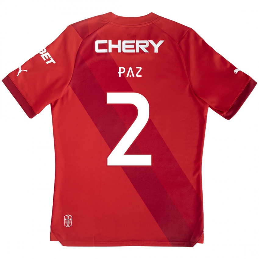 Kinder Nehuén Paz #2 Rot-Weiss Auswärtstrikot Trikot 2024/25 T-Shirt Österreich