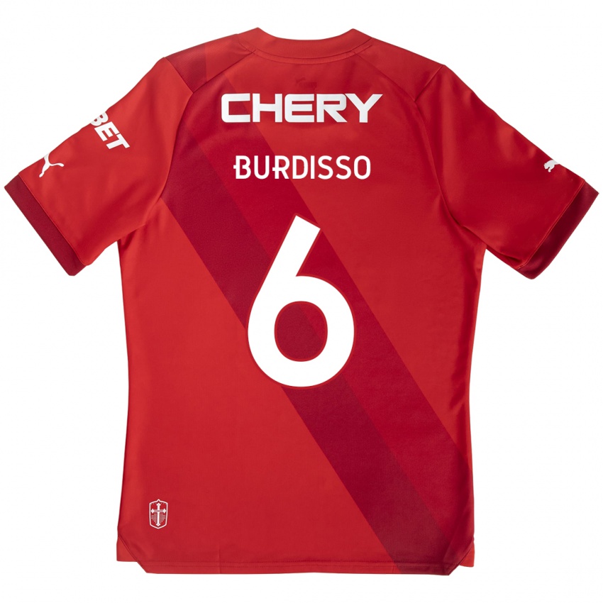 Kinder Guillermo Burdisso #6 Rot-Weiss Auswärtstrikot Trikot 2024/25 T-Shirt Österreich