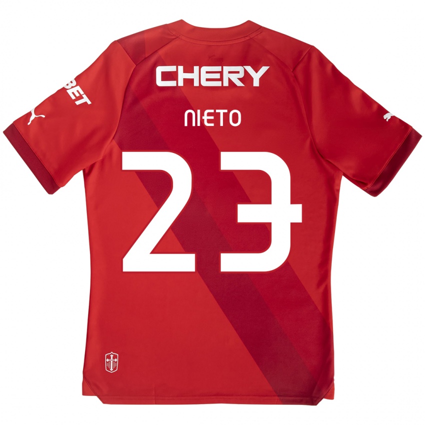 Kinder Byron Nieto #23 Rot-Weiss Auswärtstrikot Trikot 2024/25 T-Shirt Österreich