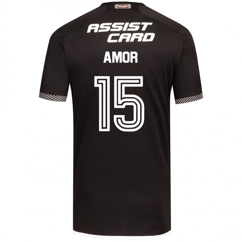 Kinder Emiliano Amor #15 Schwarz-Weiss Auswärtstrikot Trikot 2024/25 T-Shirt Österreich