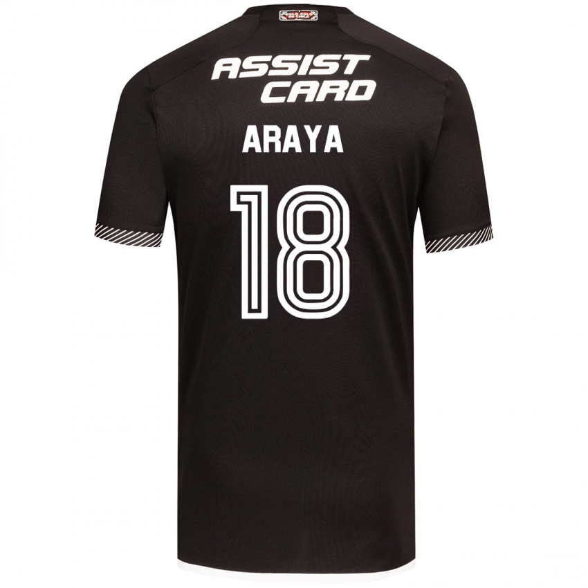 Kinder Benjamín Araya #18 Schwarz-Weiss Auswärtstrikot Trikot 2024/25 T-Shirt Österreich