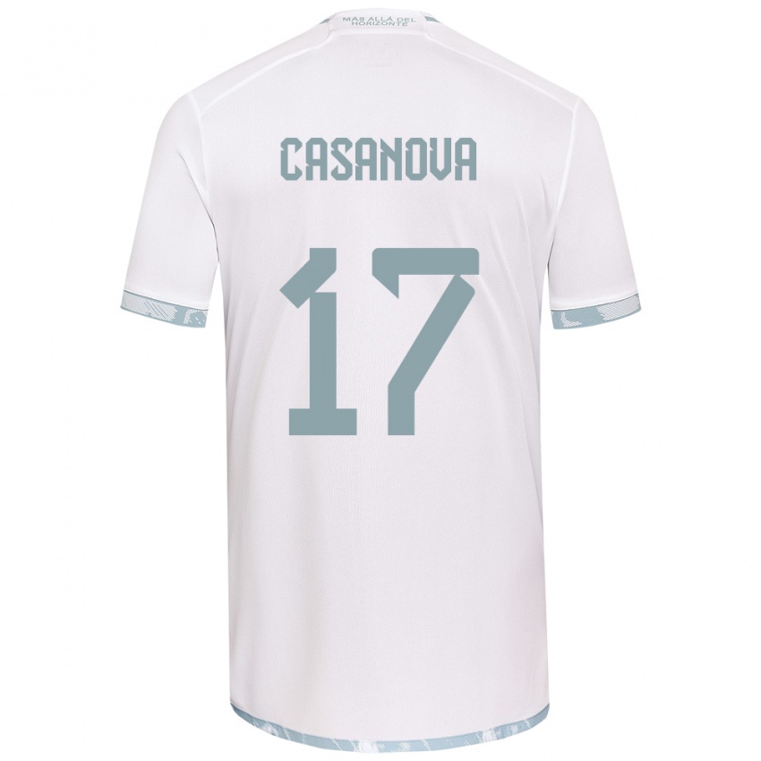 Kinder Luis Casanova #17 Weiß Grau Auswärtstrikot Trikot 2024/25 T-Shirt Österreich