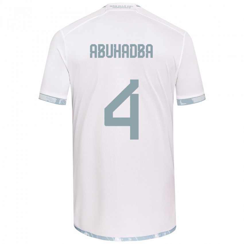 Kinder Zacarías Abuhadba #4 Weiß Grau Auswärtstrikot Trikot 2024/25 T-Shirt Österreich