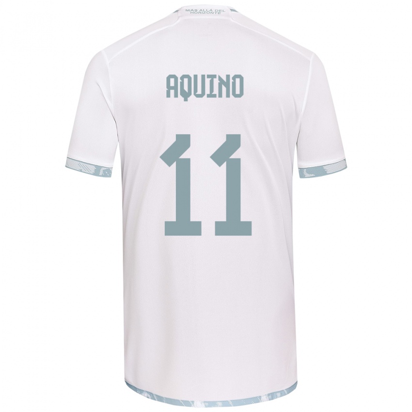 Kinder Yisel Aquino #11 Weiß Grau Auswärtstrikot Trikot 2024/25 T-Shirt Österreich