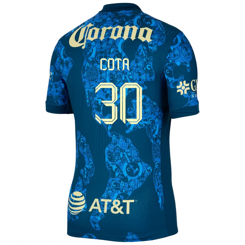 Kinder Rodolfo Cota #30 Blau Gelb Auswärtstrikot Trikot 2024/25 T-Shirt Österreich