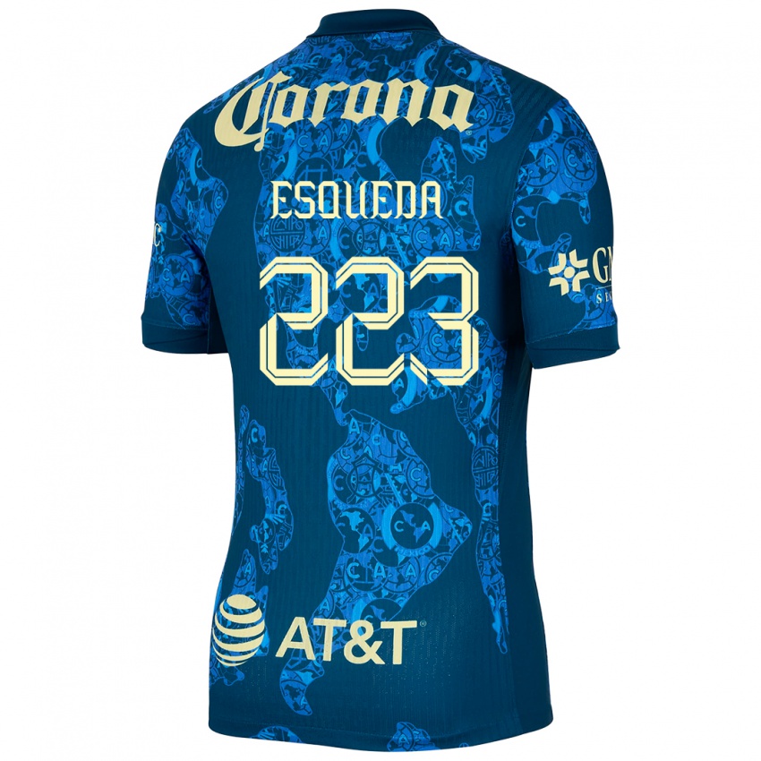 Kinder Diego Esqueda #223 Blau Gelb Auswärtstrikot Trikot 2024/25 T-Shirt Österreich