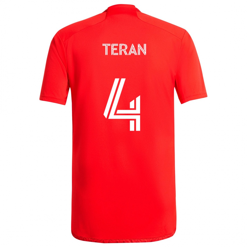 Herren Carlos Terán #4 Rot-Weiss Heimtrikot Trikot 2024/25 T-Shirt Österreich