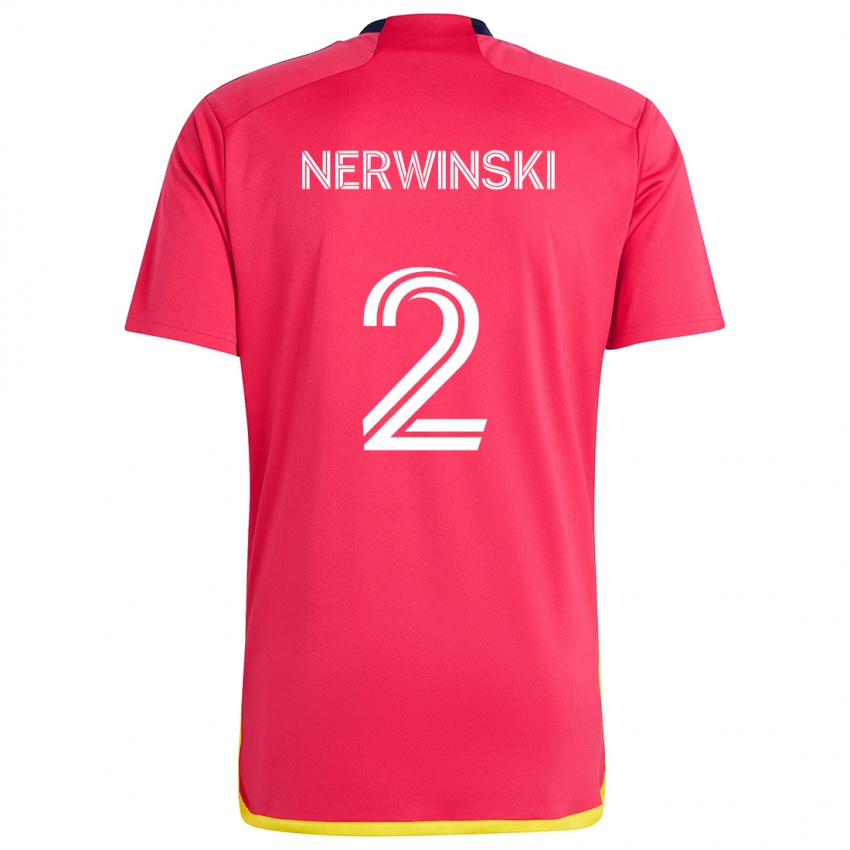 Herren Jake Nerwinski #2 Rot Blau Heimtrikot Trikot 2024/25 T-Shirt Österreich