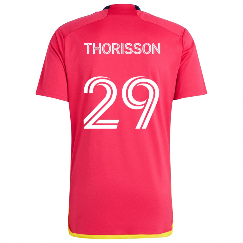 Herren Nökkvi Thórisson #29 Rot Blau Heimtrikot Trikot 2024/25 T-Shirt Österreich