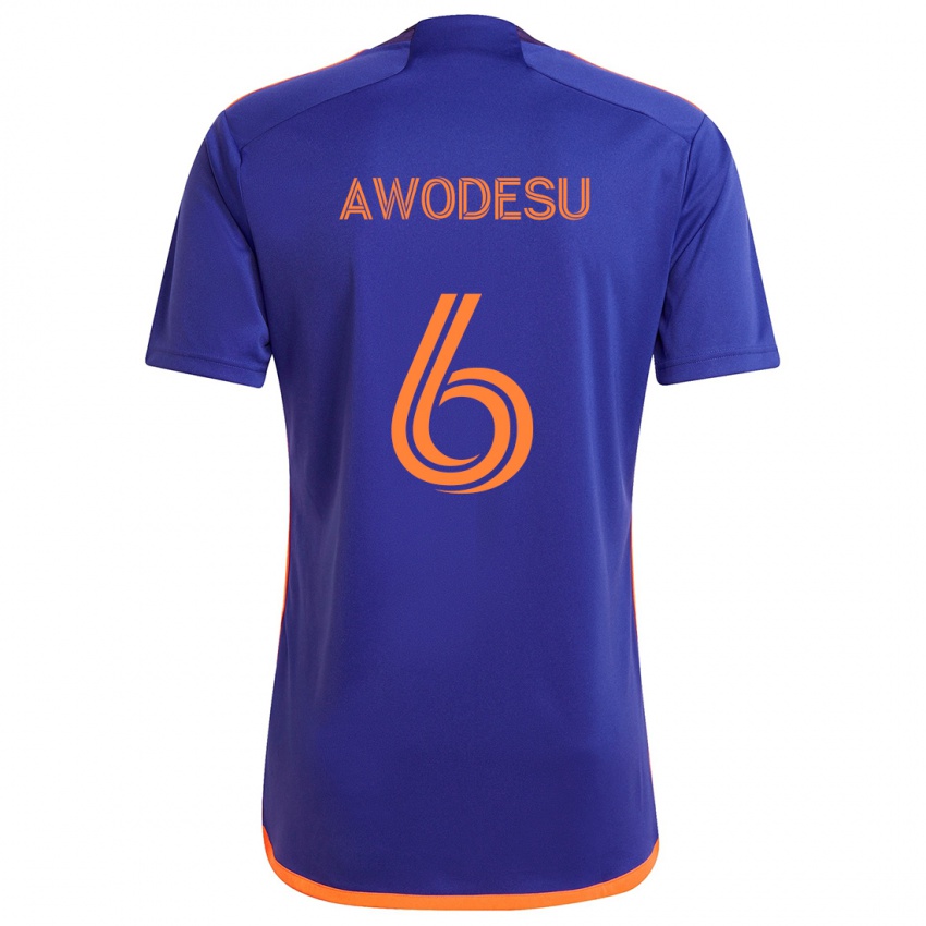 Herren Femi Awodesu #6 Lila Orange Auswärtstrikot Trikot 2024/25 T-Shirt Österreich