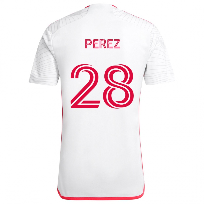 Herren Miguel Perez #28 Weiß Rot Auswärtstrikot Trikot 2024/25 T-Shirt Österreich