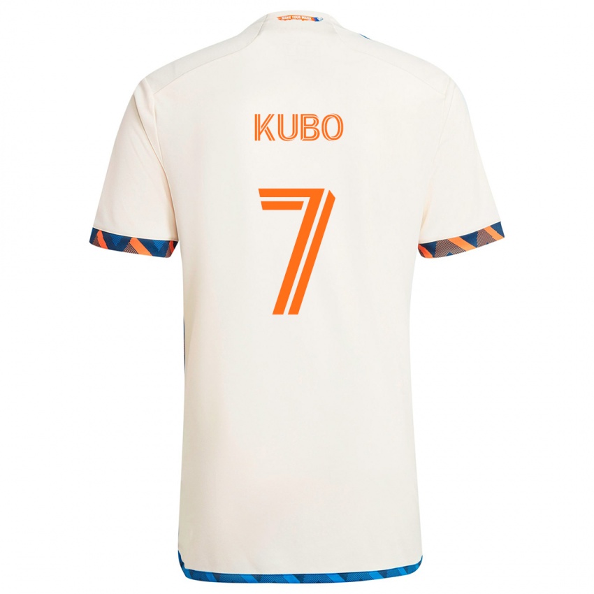 Herren Yuya Kubo #7 Weiß Orange Auswärtstrikot Trikot 2024/25 T-Shirt Österreich