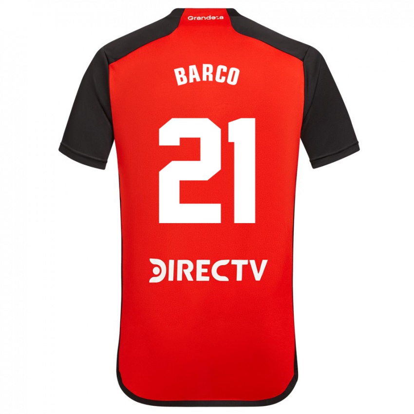 Herren Esequiel Barco #21 Rot Schwarz Weiß Auswärtstrikot Trikot 2024/25 T-Shirt Österreich