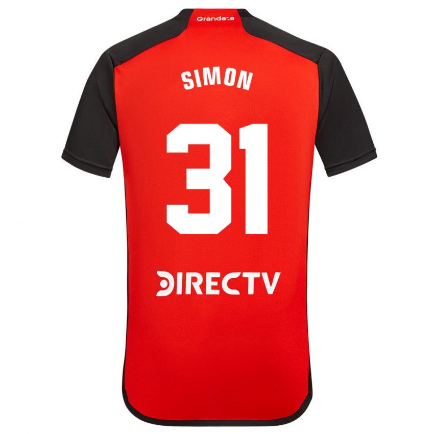 Herren Santiago Simon #31 Rot Schwarz Weiß Auswärtstrikot Trikot 2024/25 T-Shirt Österreich