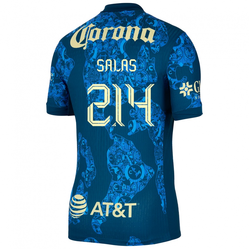 Herren Patricio Salas #214 Blau Gelb Auswärtstrikot Trikot 2024/25 T-Shirt Österreich