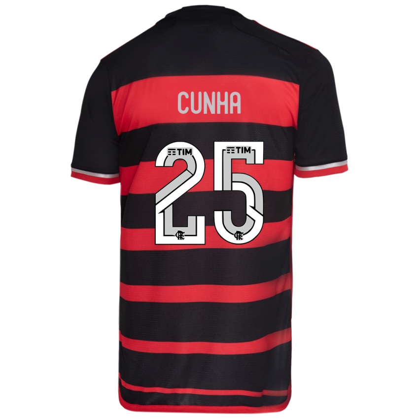 Damen Matheus Cunha #25 Rot Schwarz Heimtrikot Trikot 2024/25 T-Shirt Österreich