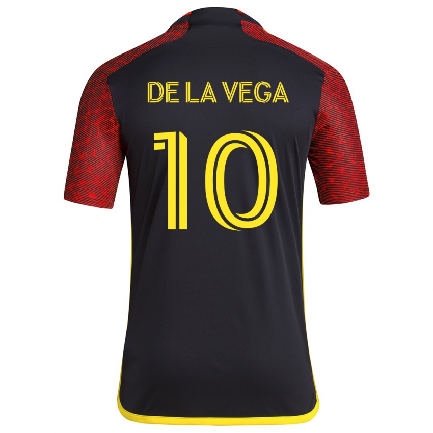 Damen Pedro De La Vega #10 Rot Schwarz Auswärtstrikot Trikot 2024/25 T-Shirt Österreich