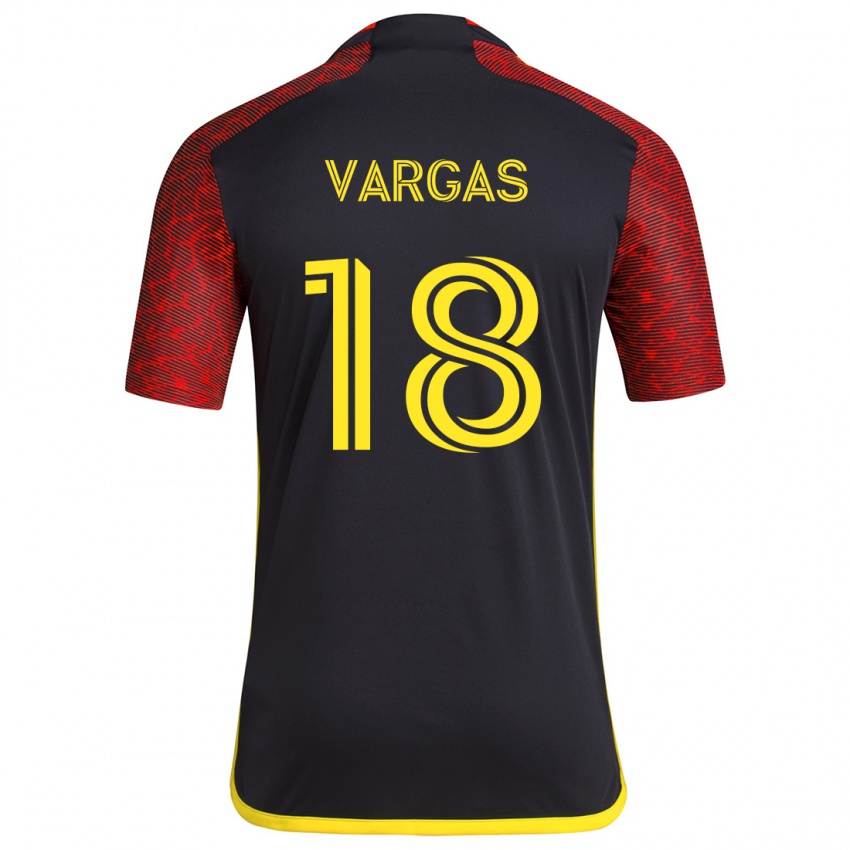 Damen Obed Vargas #18 Rot Schwarz Auswärtstrikot Trikot 2024/25 T-Shirt Österreich