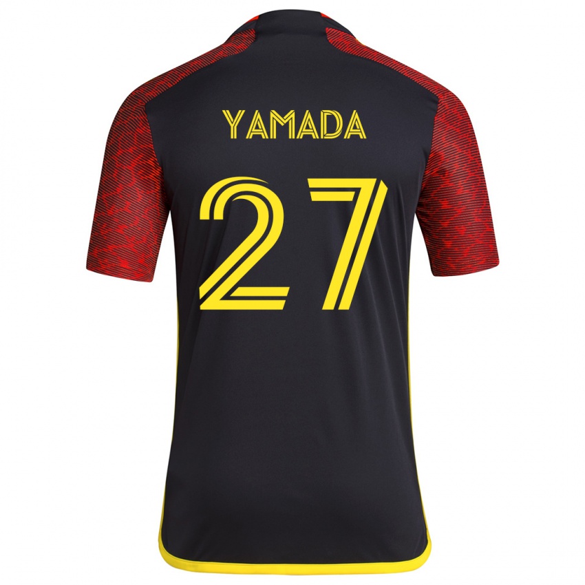 Damen Hikari Yamada #27 Rot Schwarz Auswärtstrikot Trikot 2024/25 T-Shirt Österreich