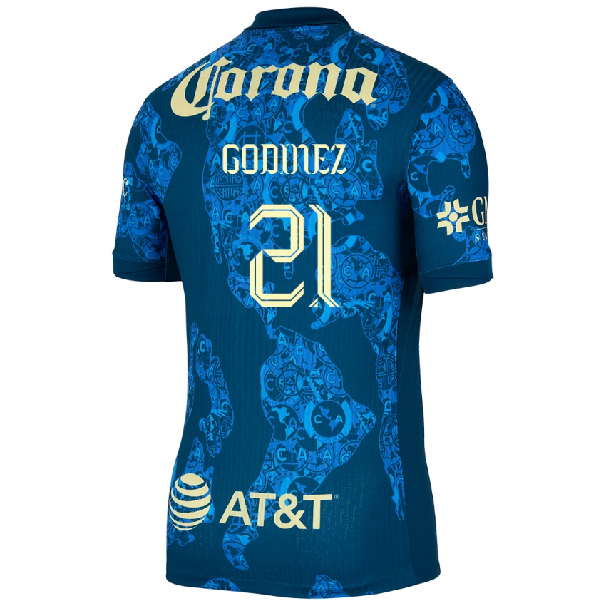 Damen Alexandra Godinez #21 Blau Gelb Auswärtstrikot Trikot 2024/25 T-Shirt Österreich