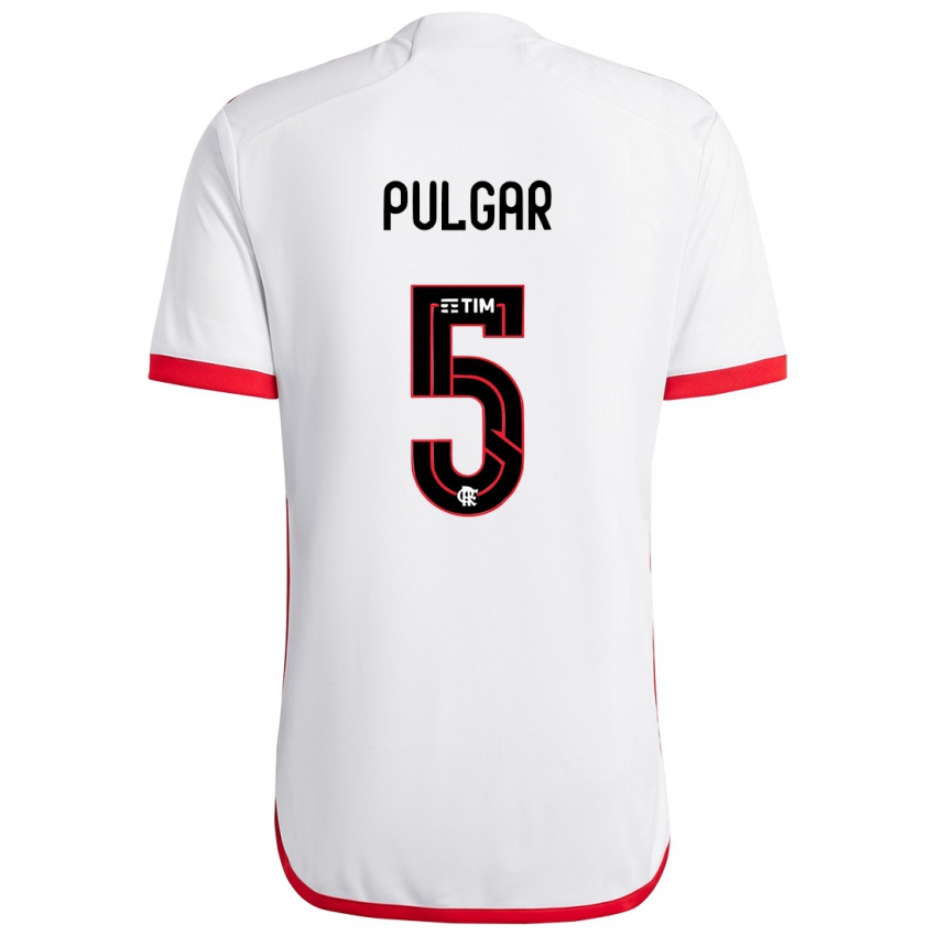 Damen Erick Pulgar #5 Weiß Rot Auswärtstrikot Trikot 2024/25 T-Shirt Österreich