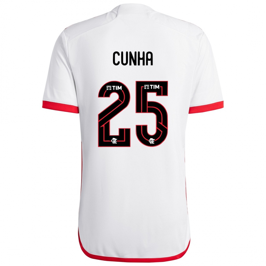 Damen Matheus Cunha #25 Weiß Rot Auswärtstrikot Trikot 2024/25 T-Shirt Österreich