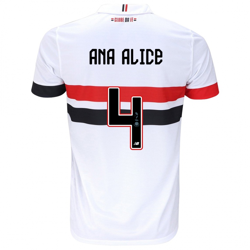 Kinder Ana Alice Luciano Da Silva #4 Weiß Rot Schwarz Heimtrikot Trikot 2024/25 T-Shirt Österreich