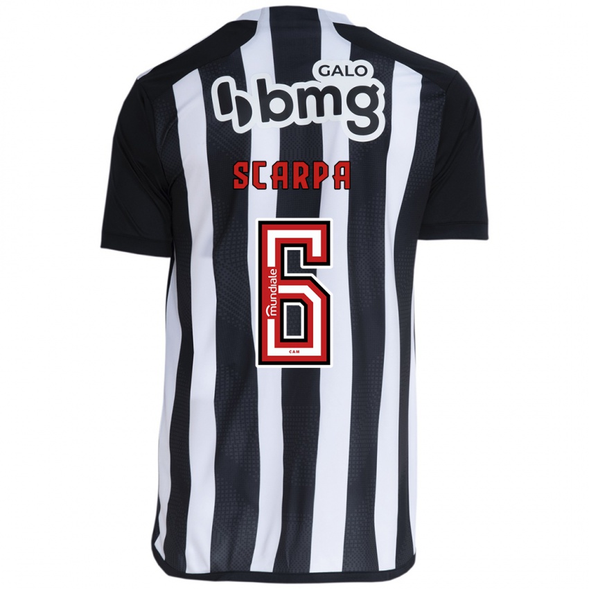 Kinder Gustavo Scarpa #6 Weiß Schwarz Heimtrikot Trikot 2024/25 T-Shirt Österreich