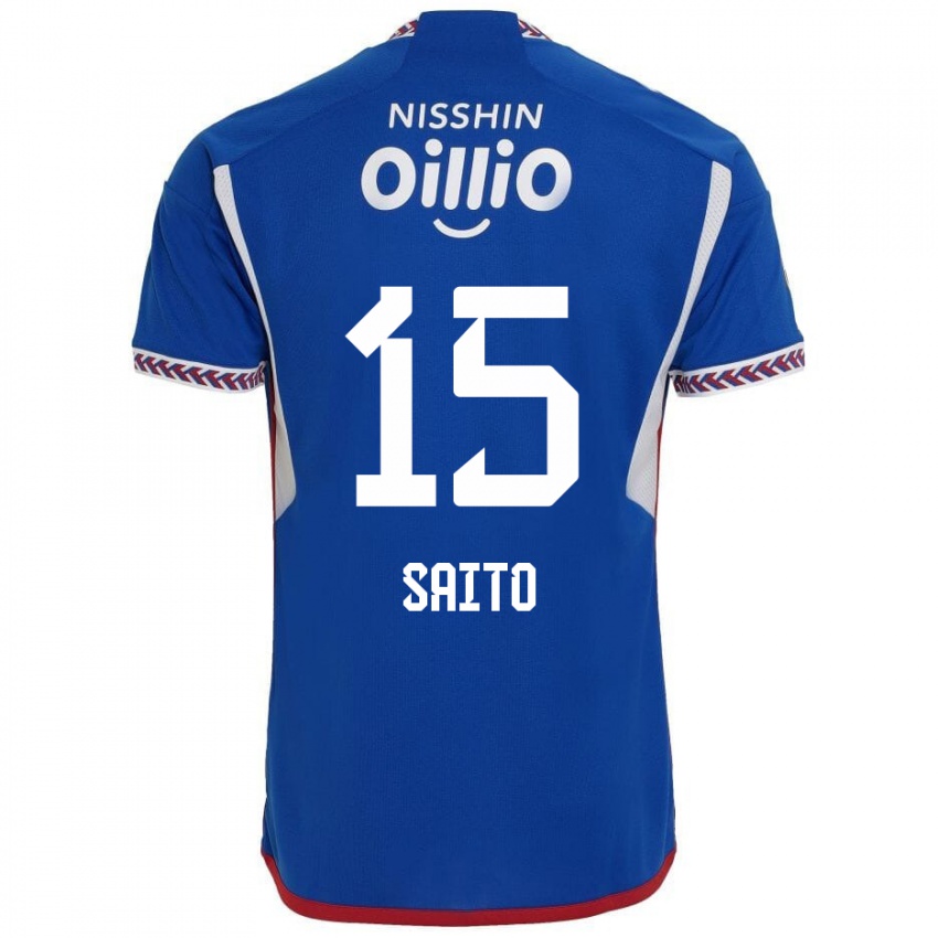 Kinder Haru Saito #15 Blau Weiß Rot Heimtrikot Trikot 2024/25 T-Shirt Österreich