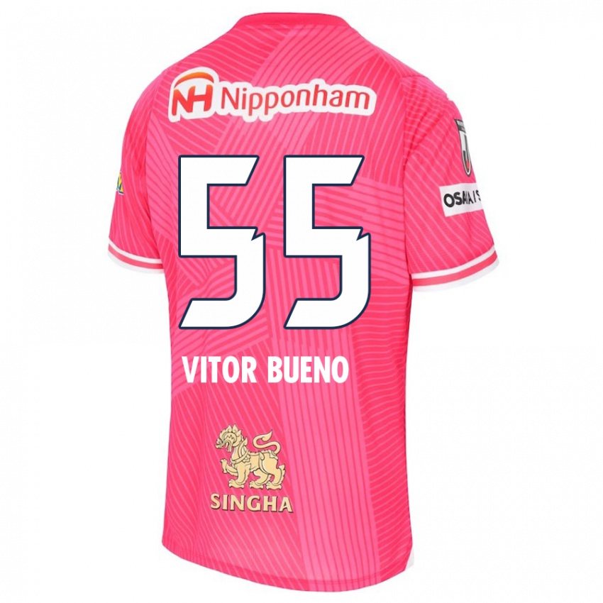 Kinder Vitor Bueno #55 Rosa Weiß Heimtrikot Trikot 2024/25 T-Shirt Österreich