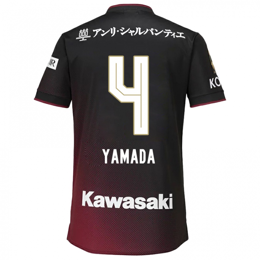 Kinder Kaito Yamada #4 Schwarz Rot Heimtrikot Trikot 2024/25 T-Shirt Österreich