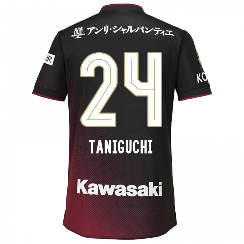 Kinder Hiroto Taniguchi #24 Schwarz Rot Heimtrikot Trikot 2024/25 T-Shirt Österreich