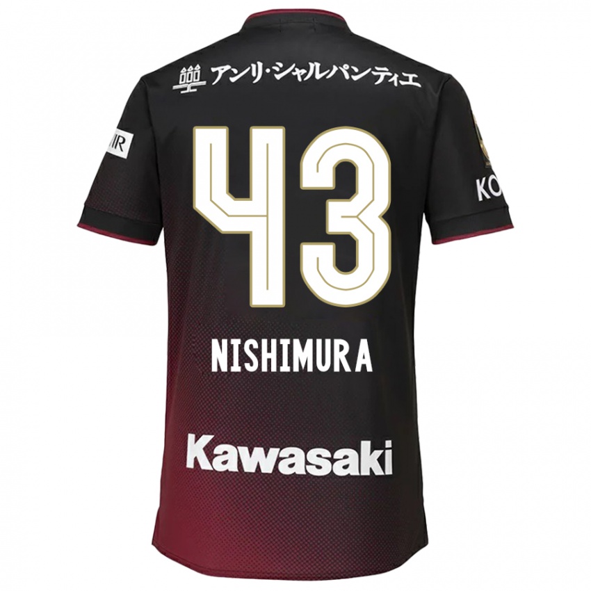 Kinder Nagi Nishimura #43 Schwarz Rot Heimtrikot Trikot 2024/25 T-Shirt Österreich