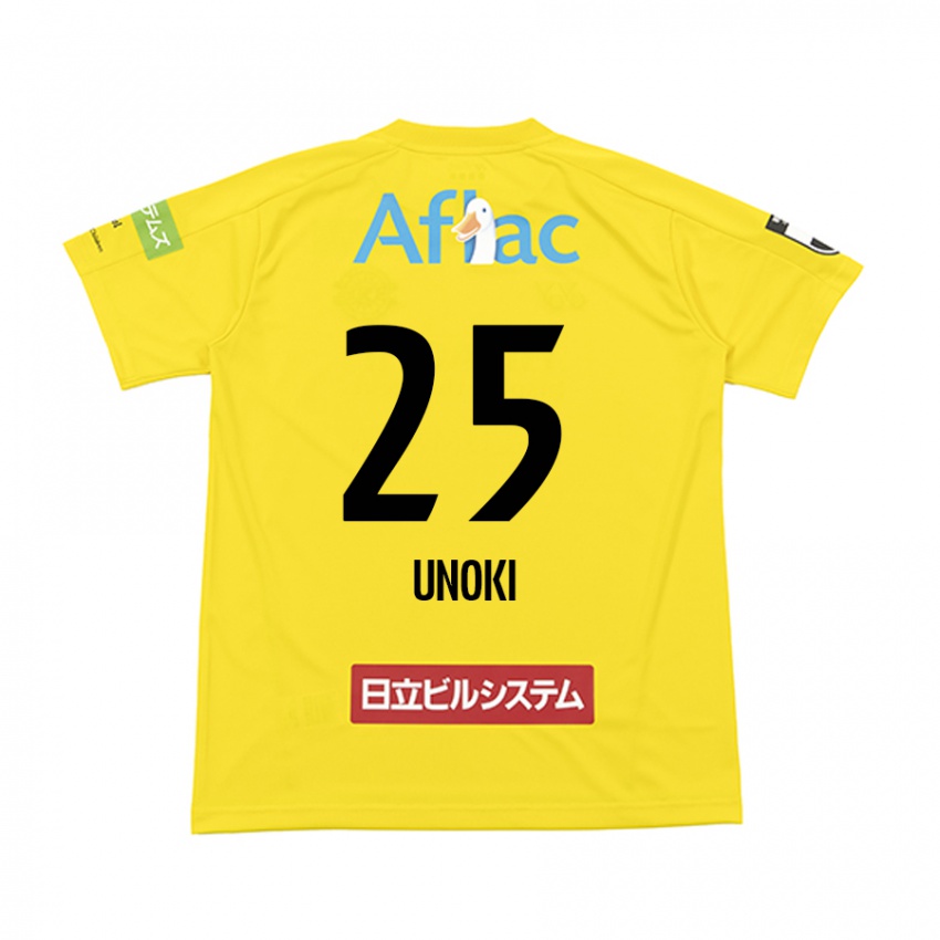 Kinder Fumiya Unoki #25 Gelb Schwarz Heimtrikot Trikot 2024/25 T-Shirt Österreich