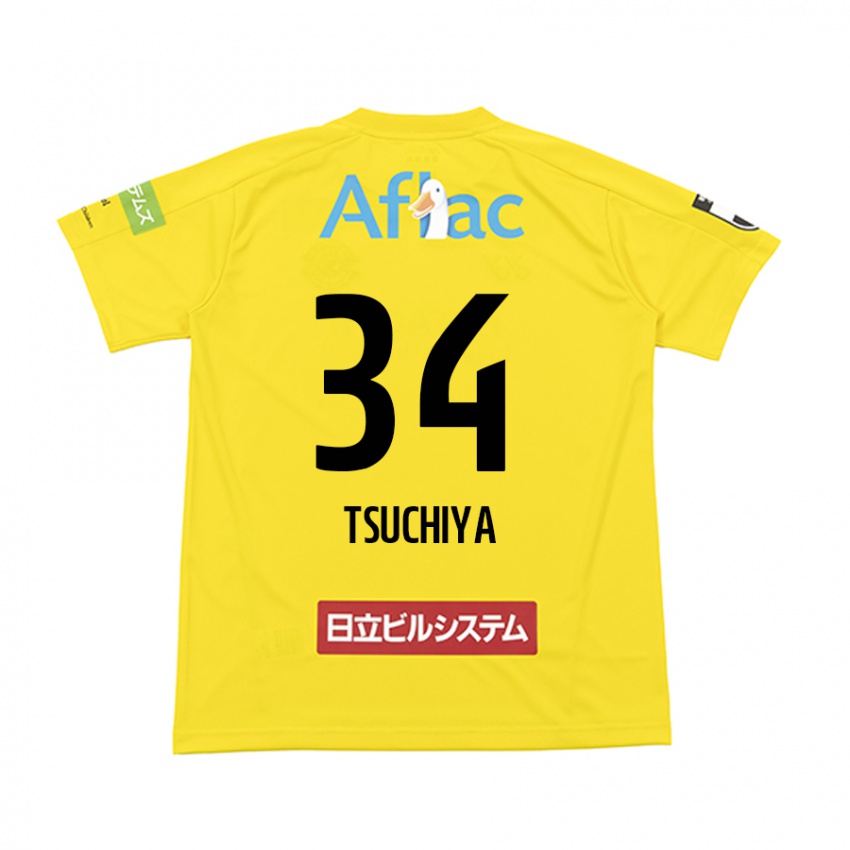 Kinder Takumi Tsuchiya #34 Gelb Schwarz Heimtrikot Trikot 2024/25 T-Shirt Österreich