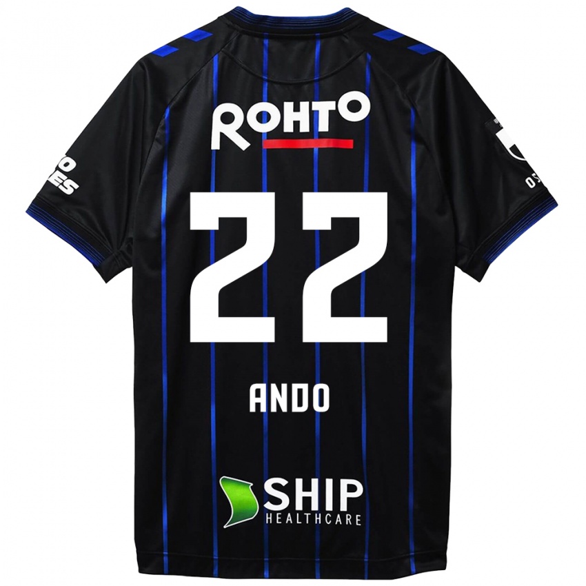 Kinder Rikuto Ando #22 Schwarz Blau Heimtrikot Trikot 2024/25 T-Shirt Österreich