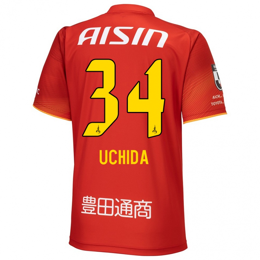 Kinder Takuya Uchida #34 Rot Weiß Gelb Heimtrikot Trikot 2024/25 T-Shirt Österreich