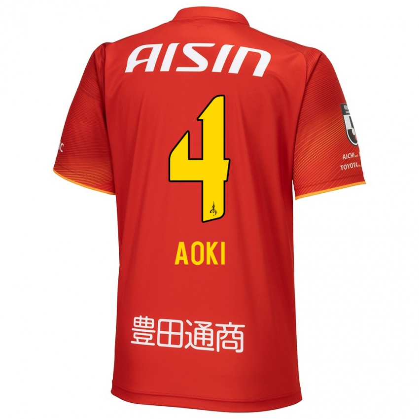 Kinder Masamune Aoki #4 Rot Weiß Gelb Heimtrikot Trikot 2024/25 T-Shirt Österreich