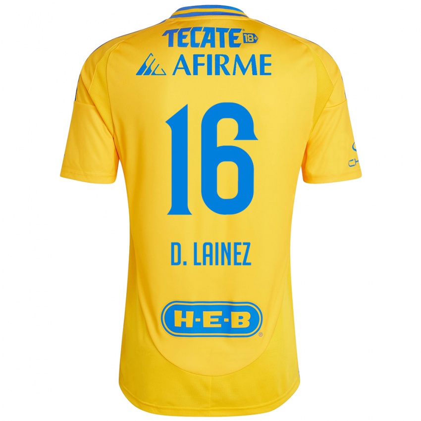 Kinder Diego Lainez #16 Goldgelb Heimtrikot Trikot 2024/25 T-Shirt Österreich