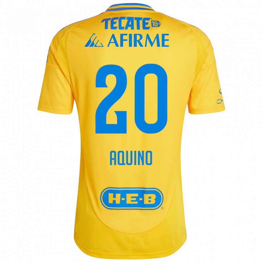 Kinder Javier Aquino #20 Goldgelb Heimtrikot Trikot 2024/25 T-Shirt Österreich