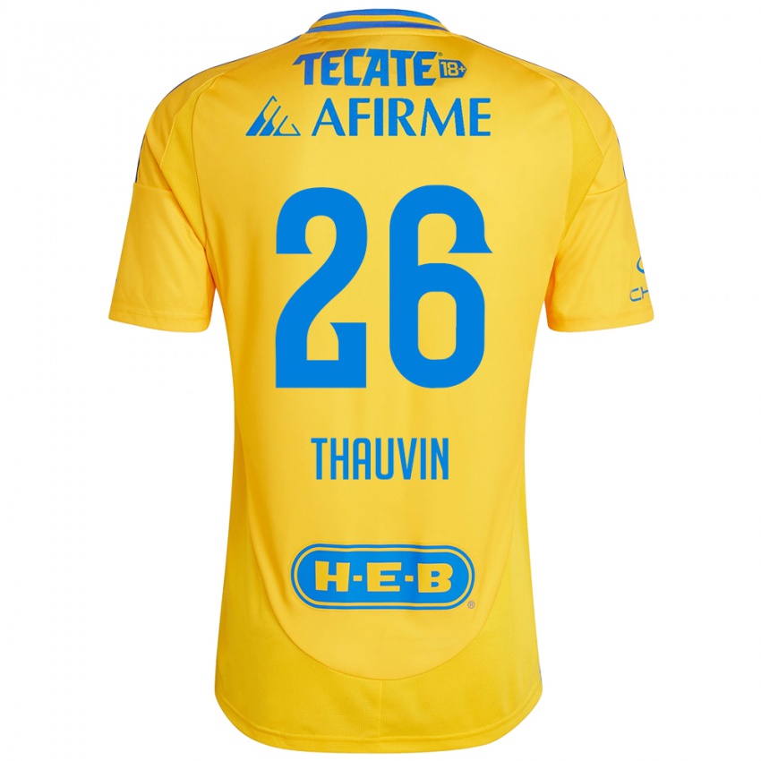 Kinder Florian Thauvin #26 Goldgelb Heimtrikot Trikot 2024/25 T-Shirt Österreich