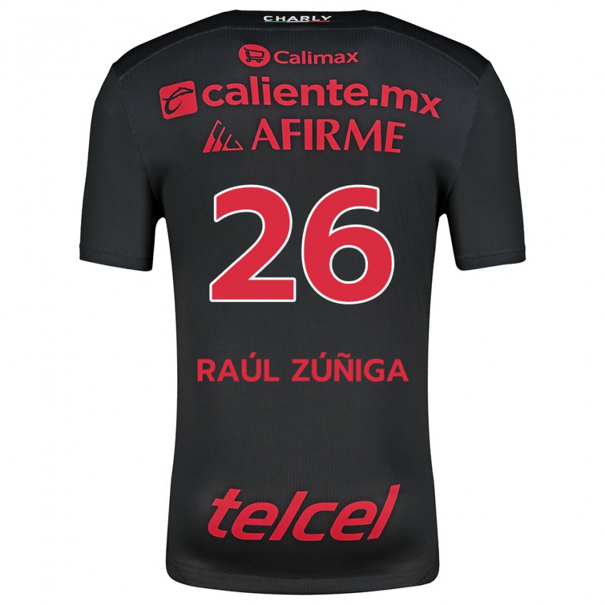 Kinder José Raúl Zúñiga #26 Schwarz Rot Heimtrikot Trikot 2024/25 T-Shirt Österreich