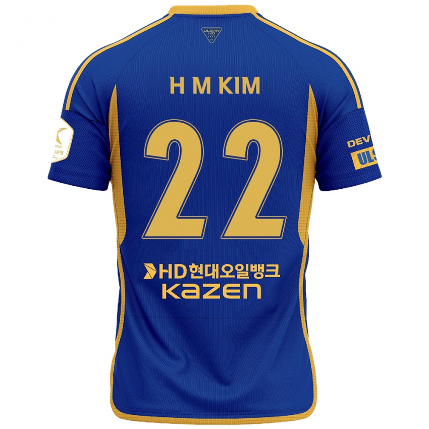 Kinder Min-Hyuk Kim #22 Blau Gelb Heimtrikot Trikot 2024/25 T-Shirt Österreich